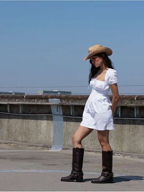 ASOS • NWT broderie short sleeve mini tea dress with ruched bust  PTP 16”-21